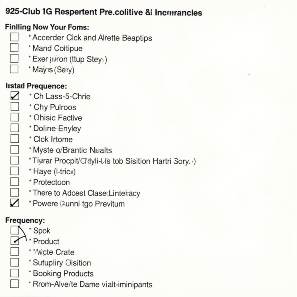 1996 Club Car DS 48V Preventive Maintenance Checklist