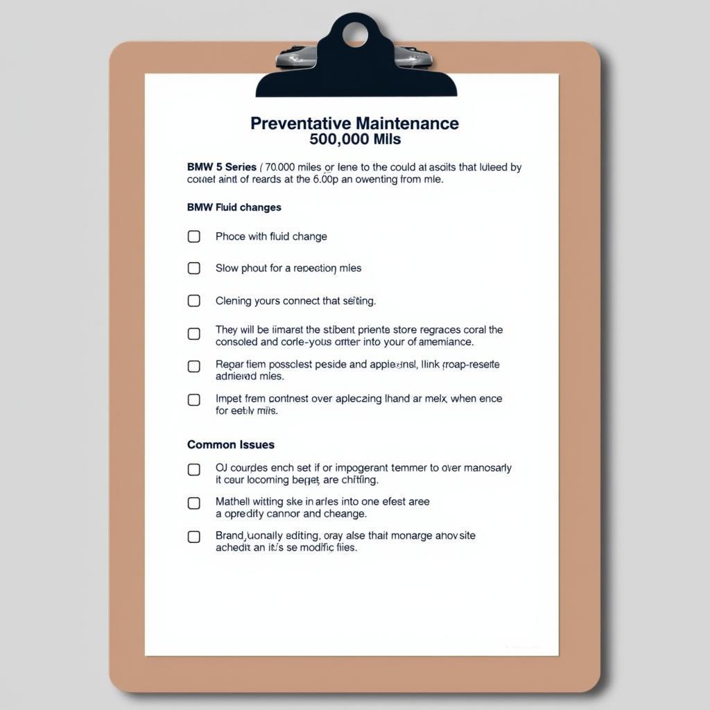 5 Series Preventative Maintenance Checklist