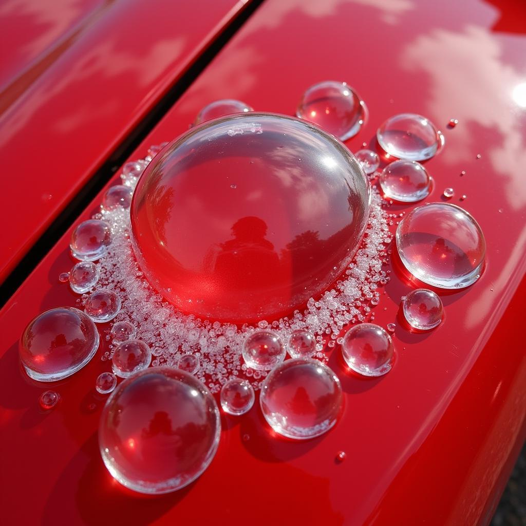 Close-up of air bubbles in car paint