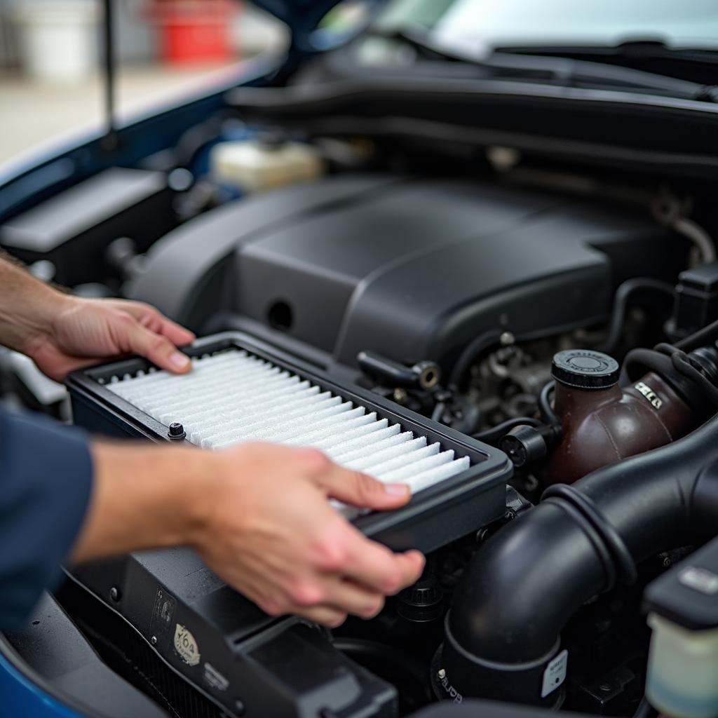 Air filter replacement for car maintenance