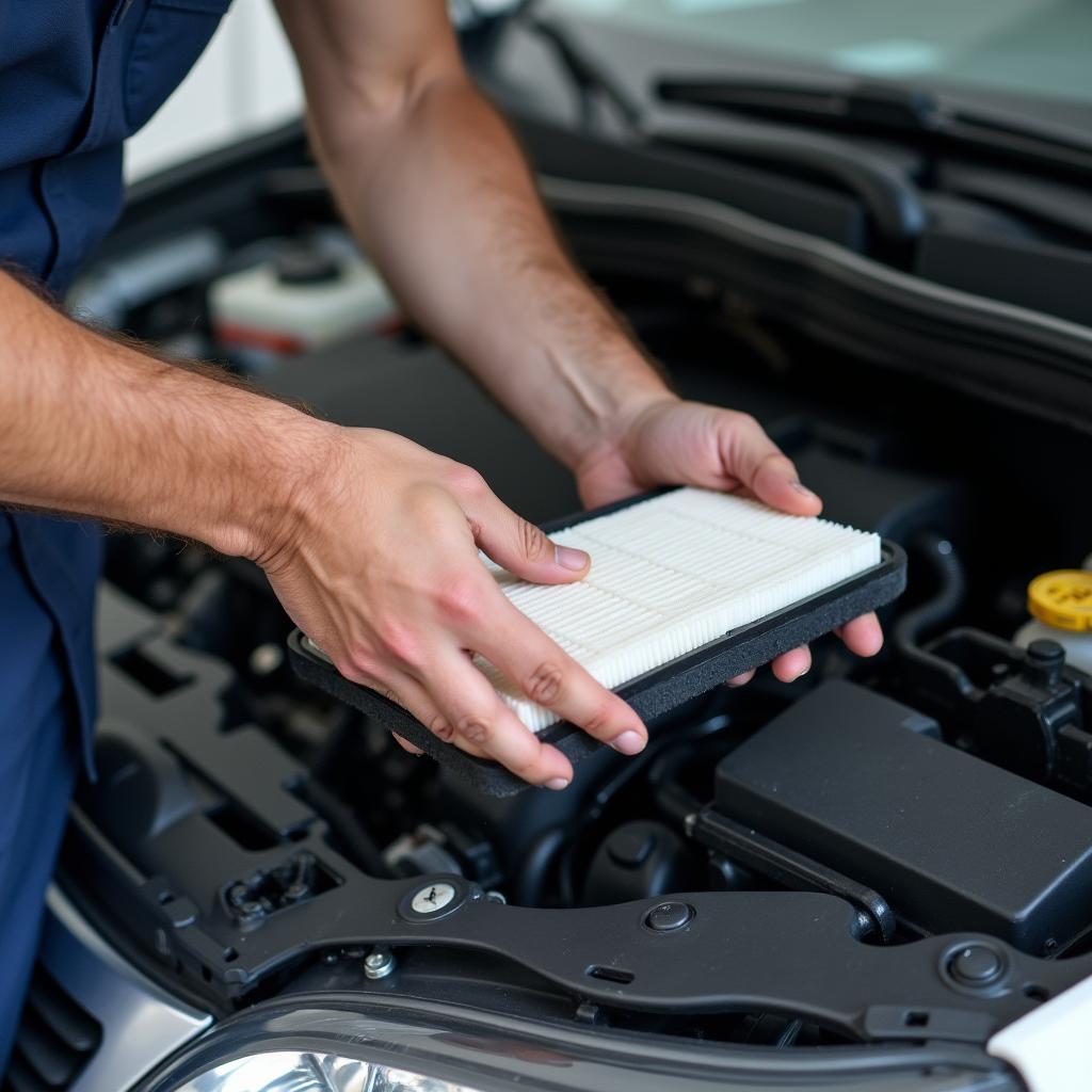 Replacing an air filter in a car