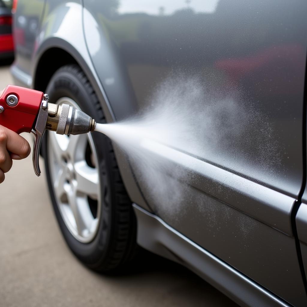 Applying Bumper Restorer with an Air Gun