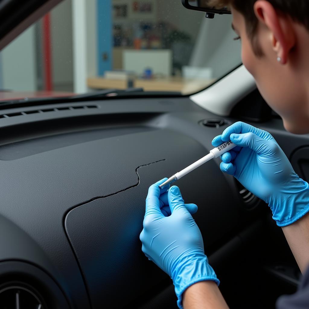 Applying Epoxy to Car Plastic