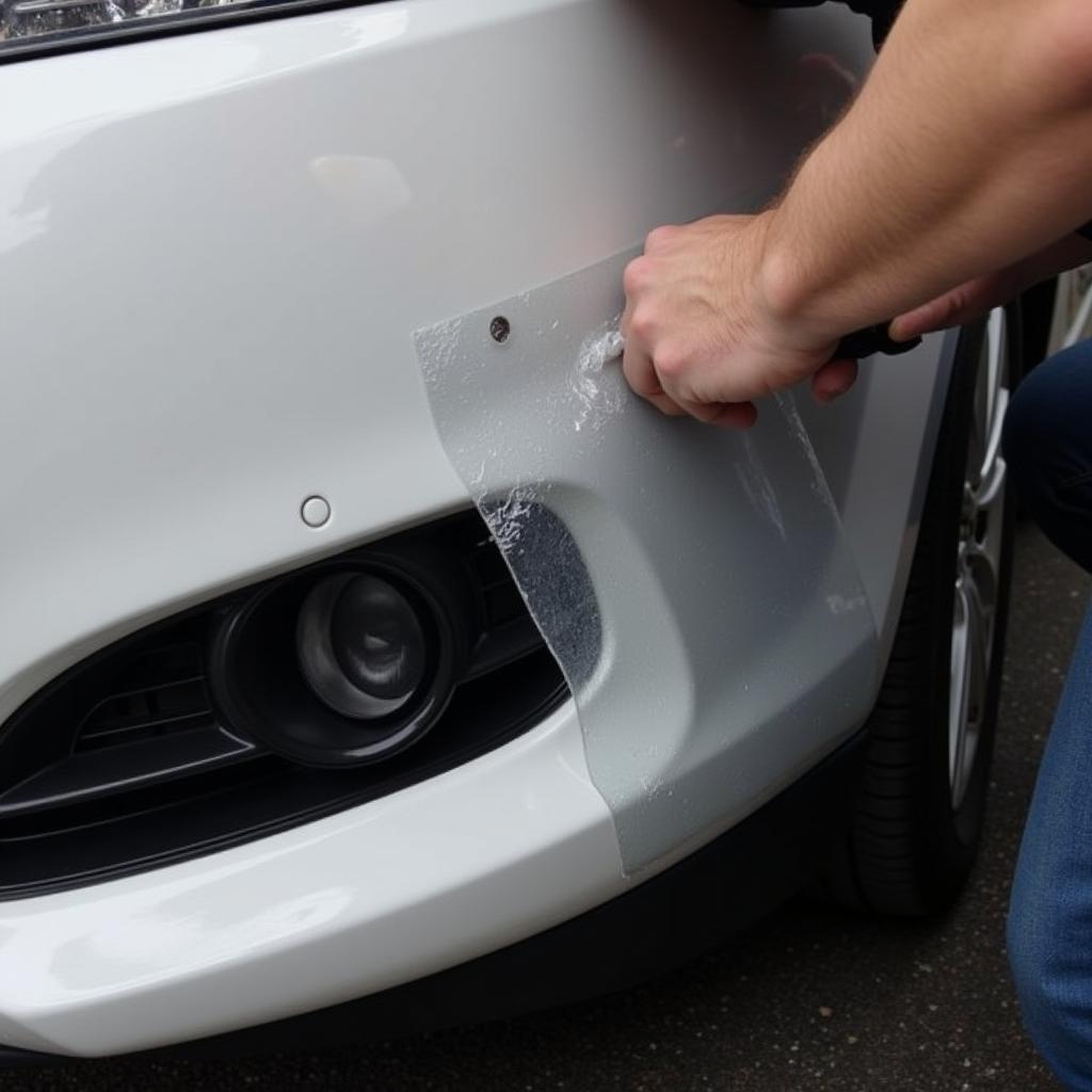 Applying paint protection film to a car