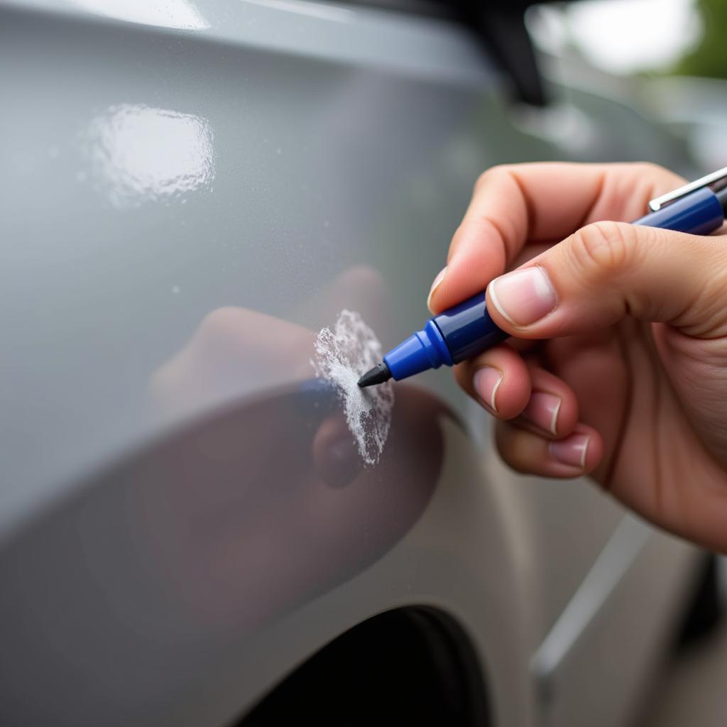 Applying Touch-Up Paint to Car Scratch