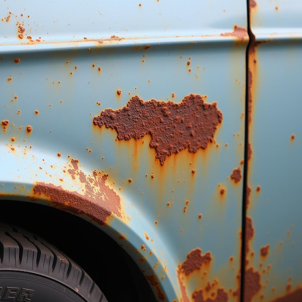 Assessing Rust Damage on a Car Body Panel