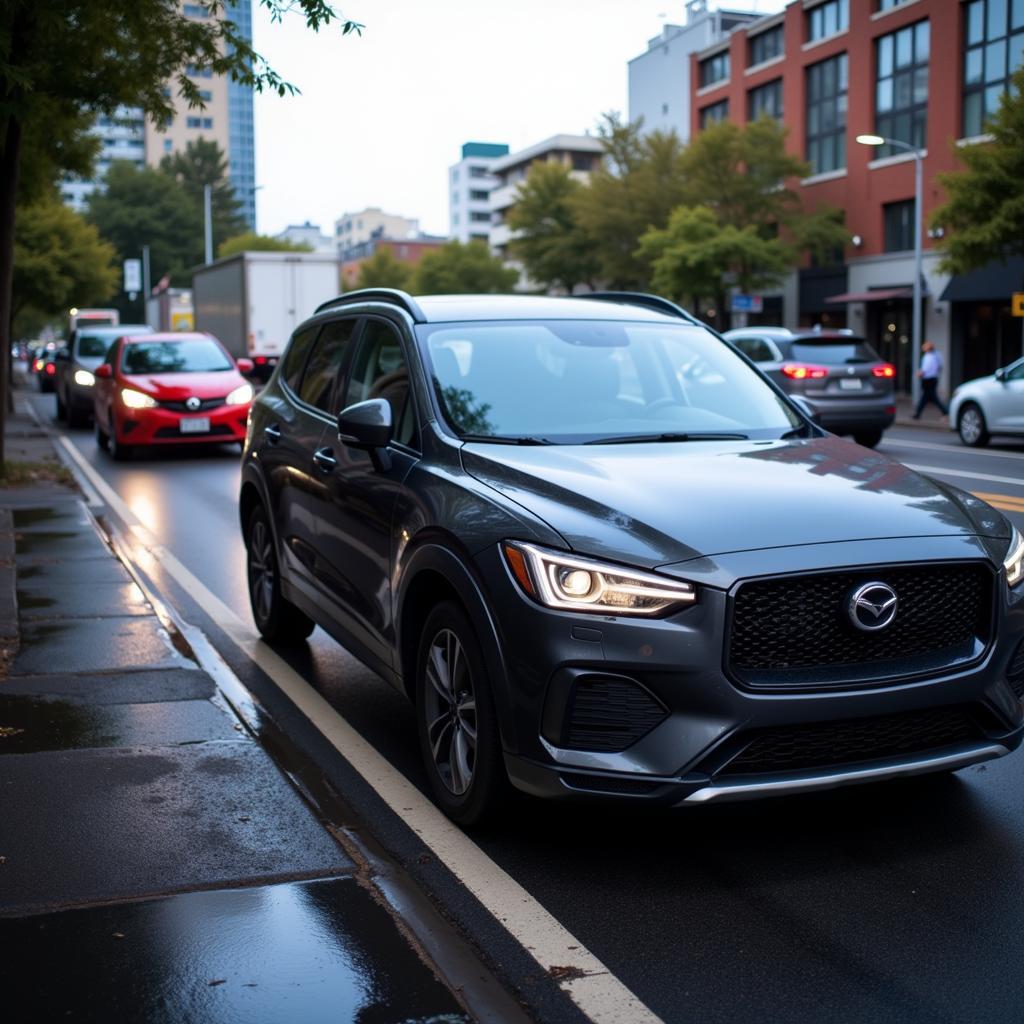 Car driving in Auckland traffic