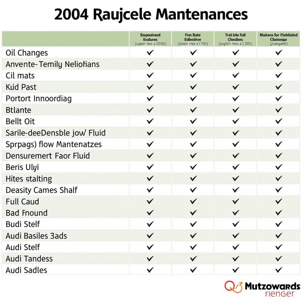 Regular Maintenance Schedule for an Audi 2004 Quattro