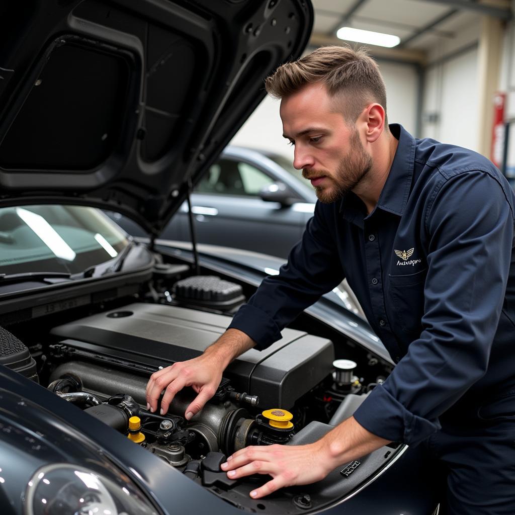 Autotippro technician repairing a Lotus engine