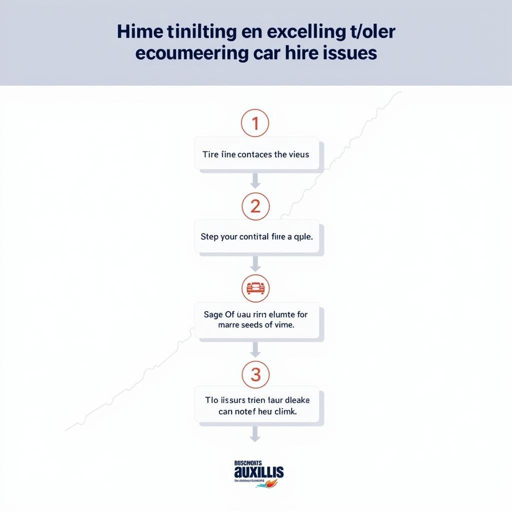 Auxillis car hire problem resolution: A flowchart illustrating the steps to take when facing car hire problems.