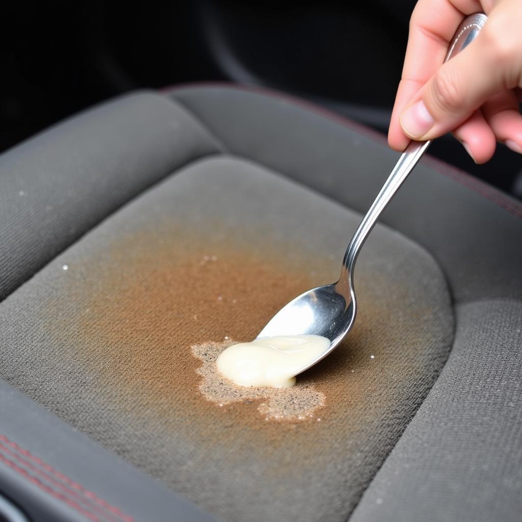 Baking Soda and Vinegar Paste on Coffee Stain