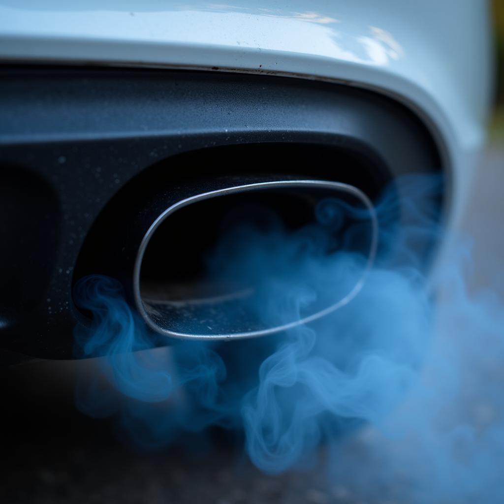 Blue smoke coming out of a car exhaust