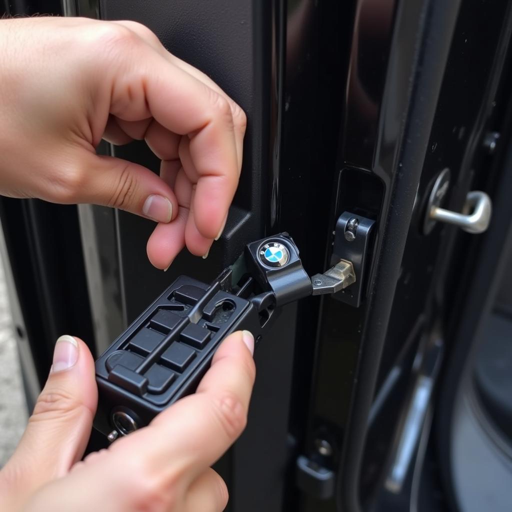 Inspecting a BMW Car Door Latch