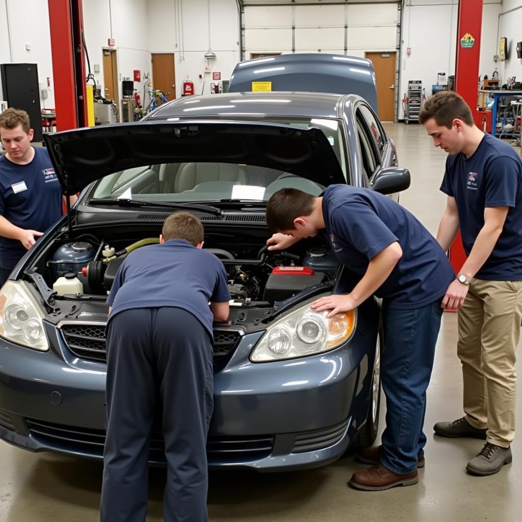 BOCES Auto Shop: Students Working on a Car