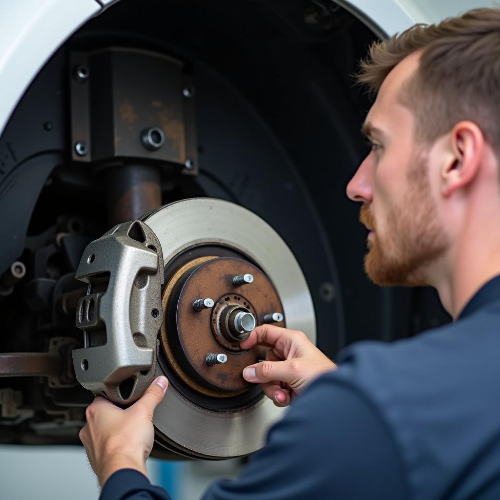 Used car brake inspection