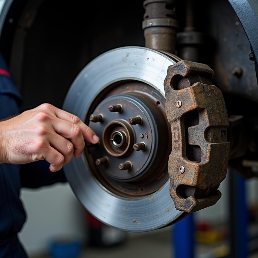 Inspecting Car Brakes