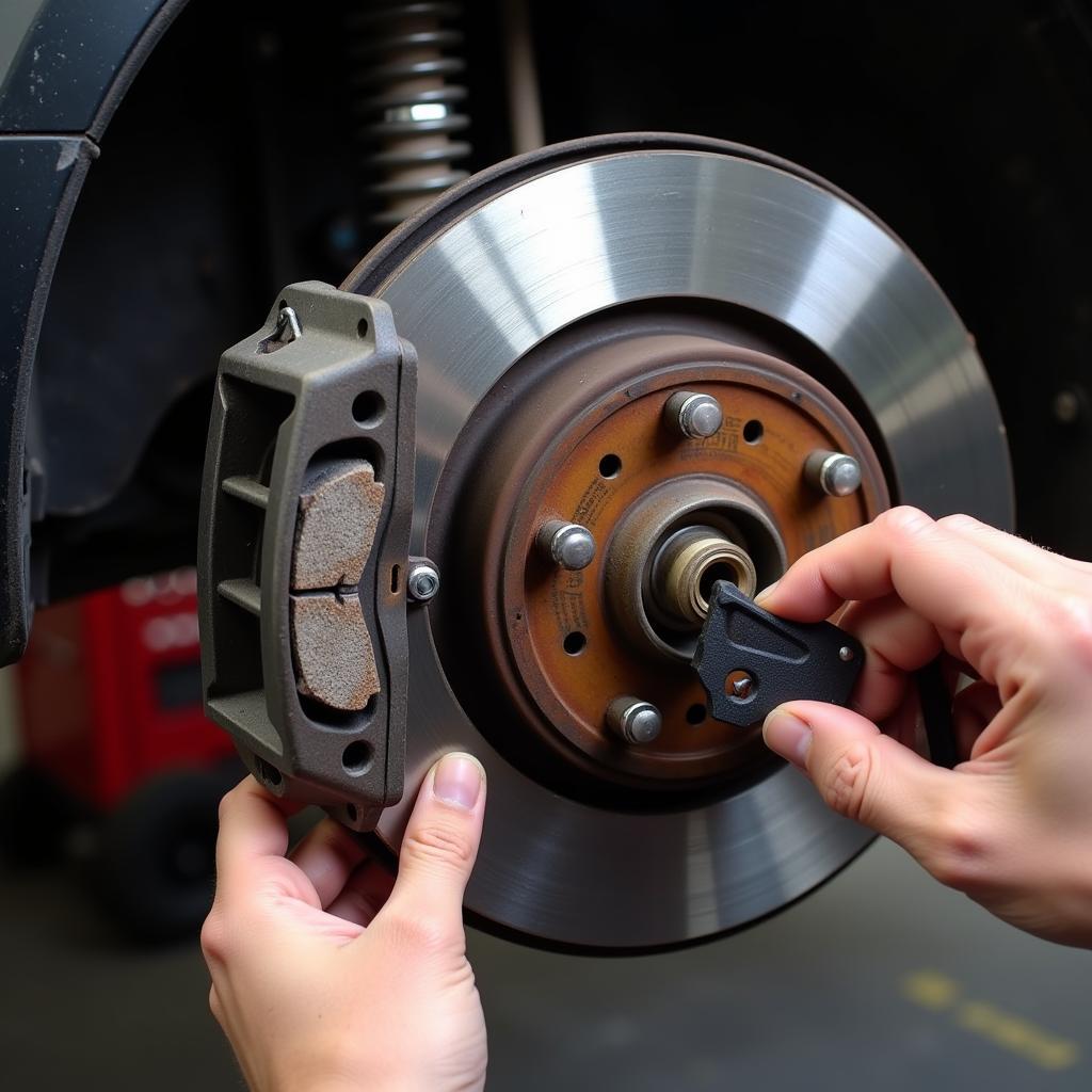 Brake Pad Inspection during Car Maintenance