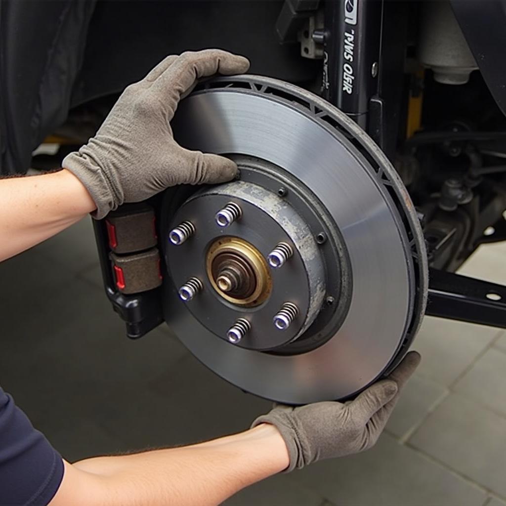 Inspecting brake pads and rotors