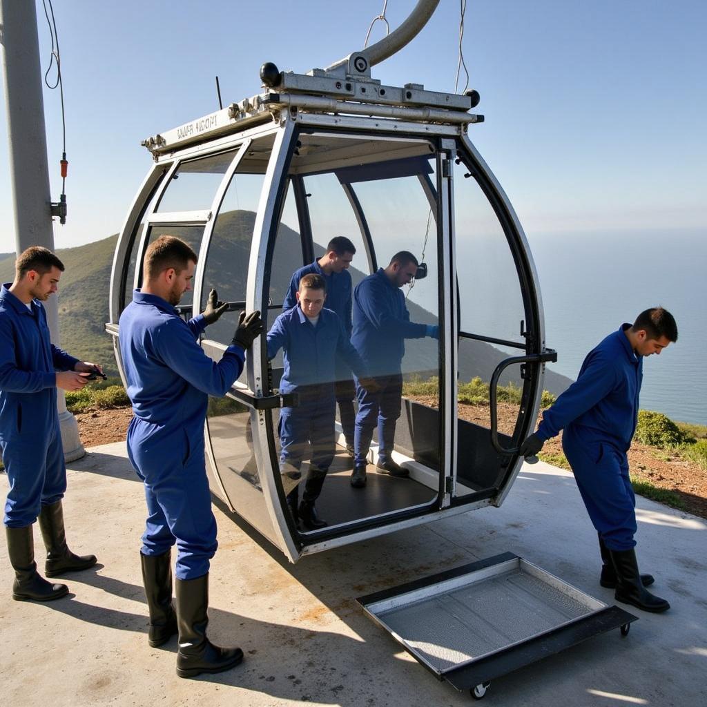 Cabin overhaul during Table Mountain Cable Car maintenance