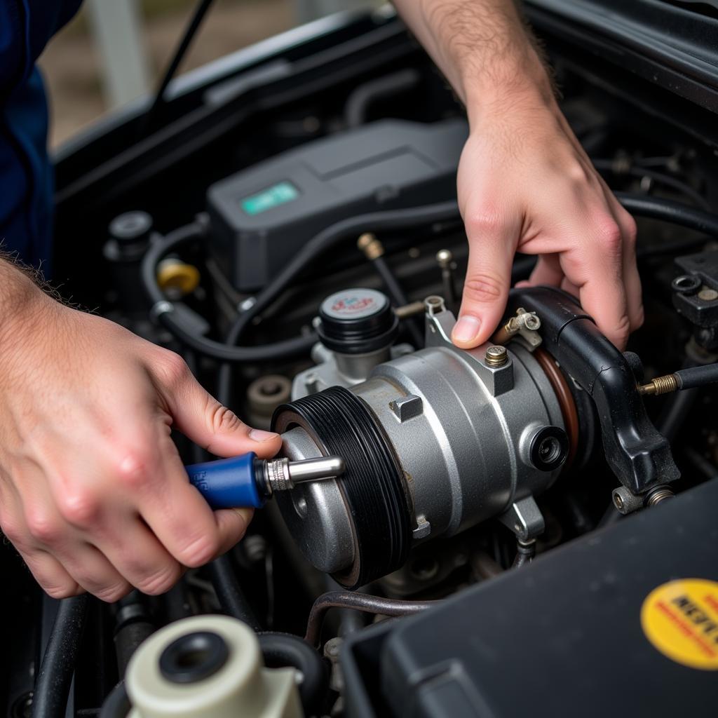 Inspecting a Car AC Compressor