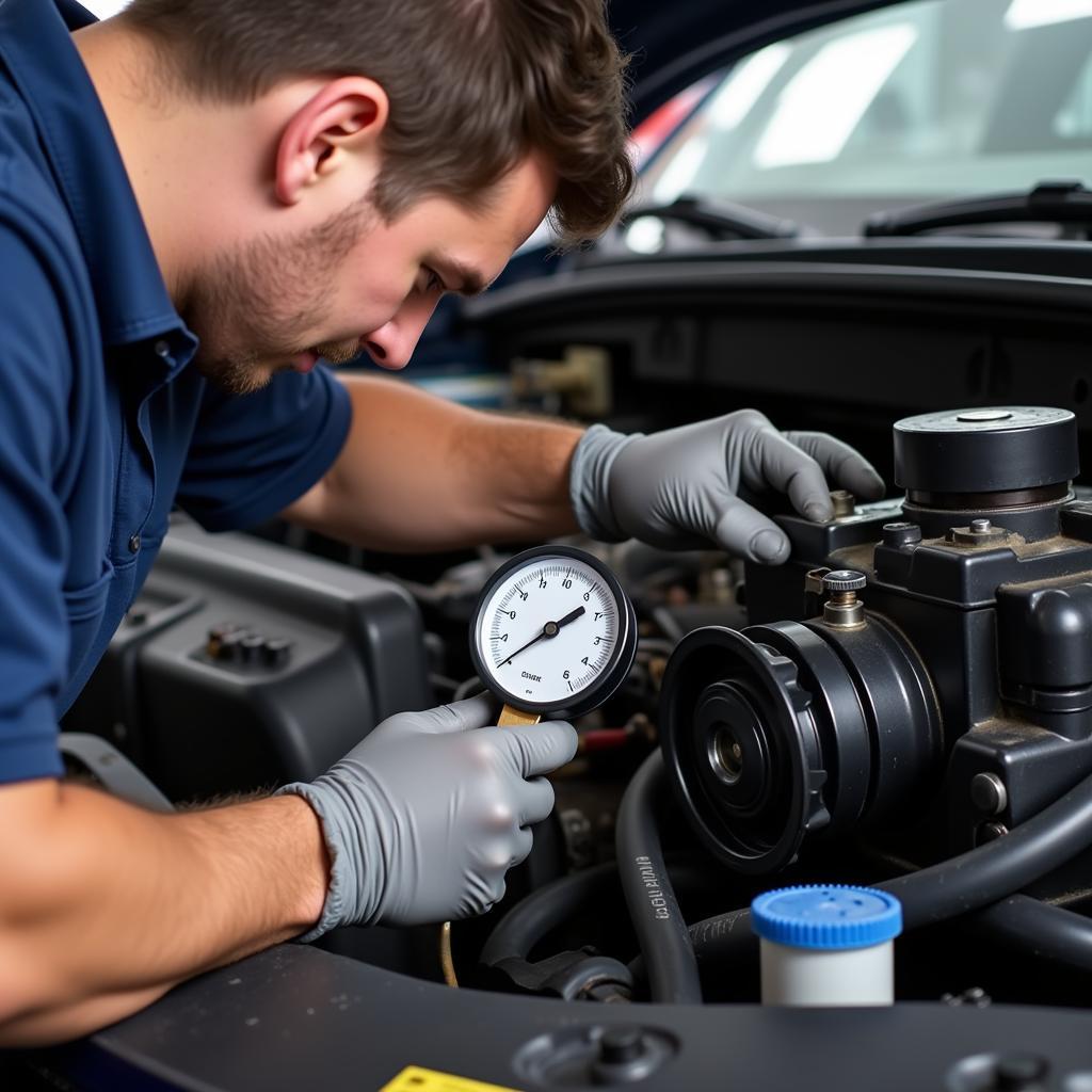 Inspecting a Car AC Compressor