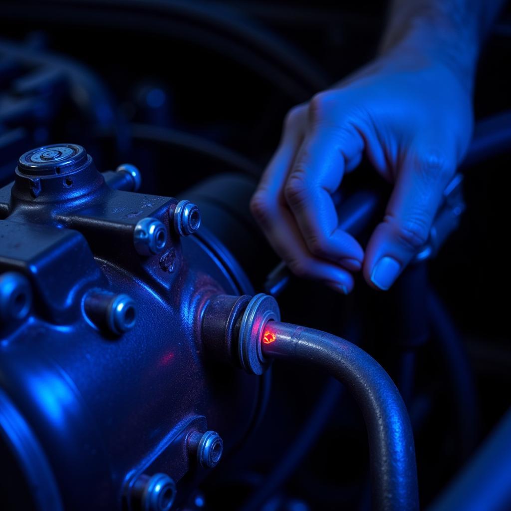 Inspecting a Car AC Compressor for Leaks