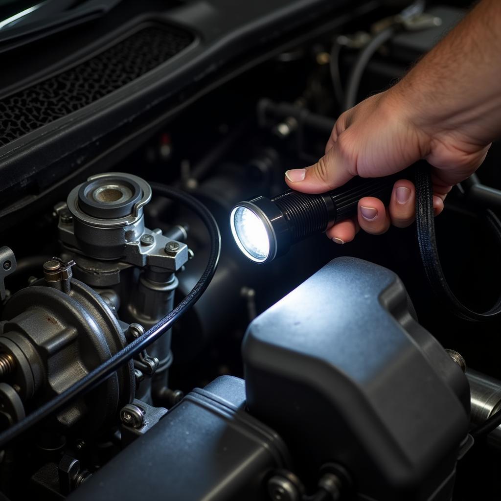 Inspecting Car AC Drive Belt