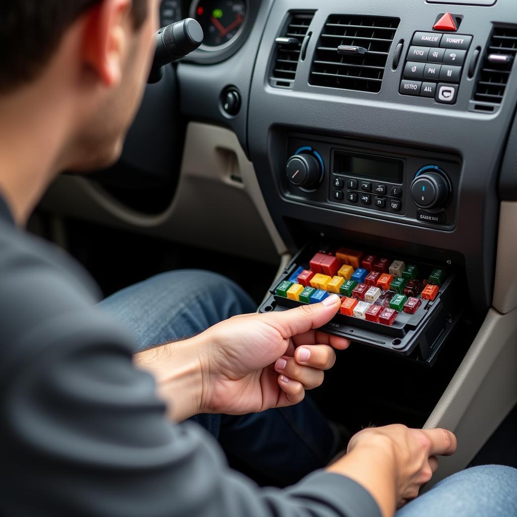 Checking car AC fuse box