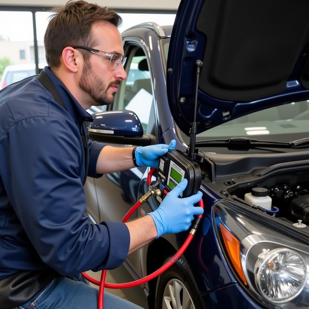 Recharging Car AC System with Refrigerant