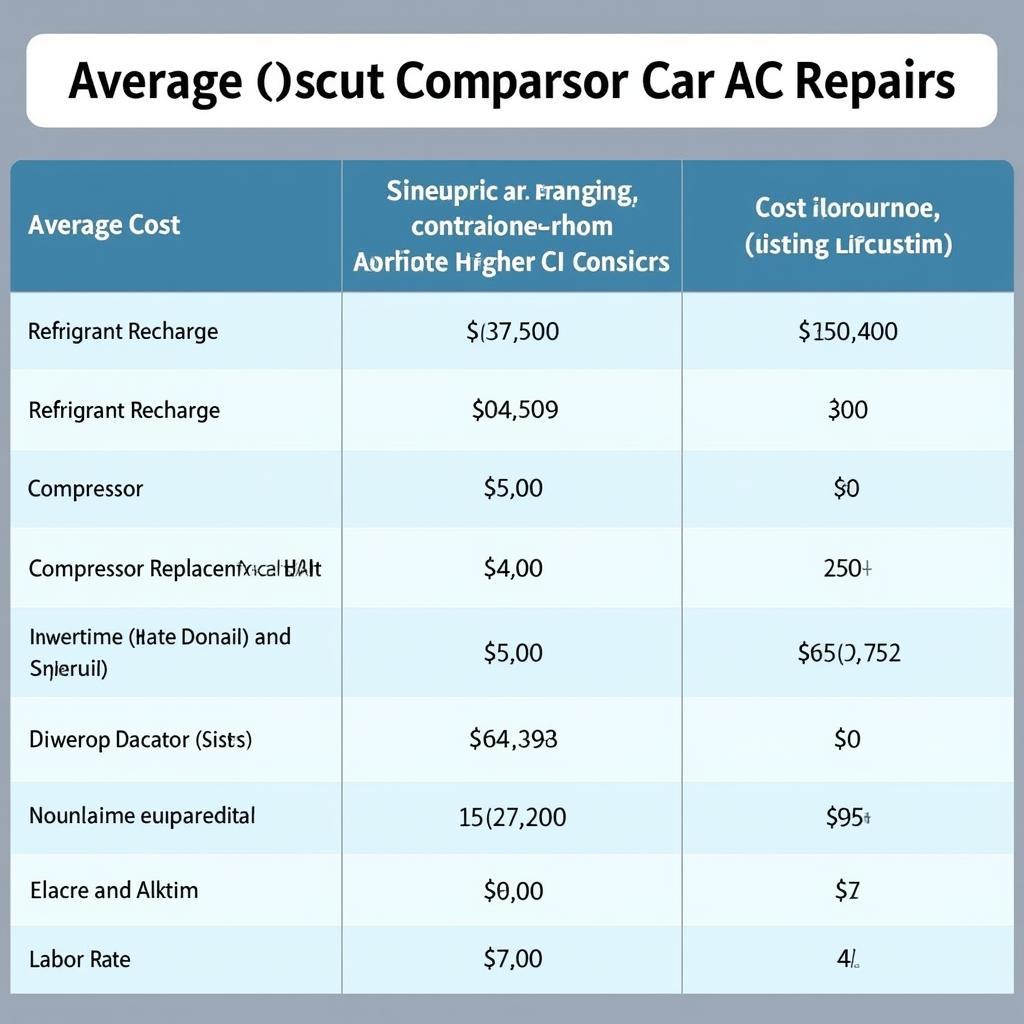 Car AC repair cost factors