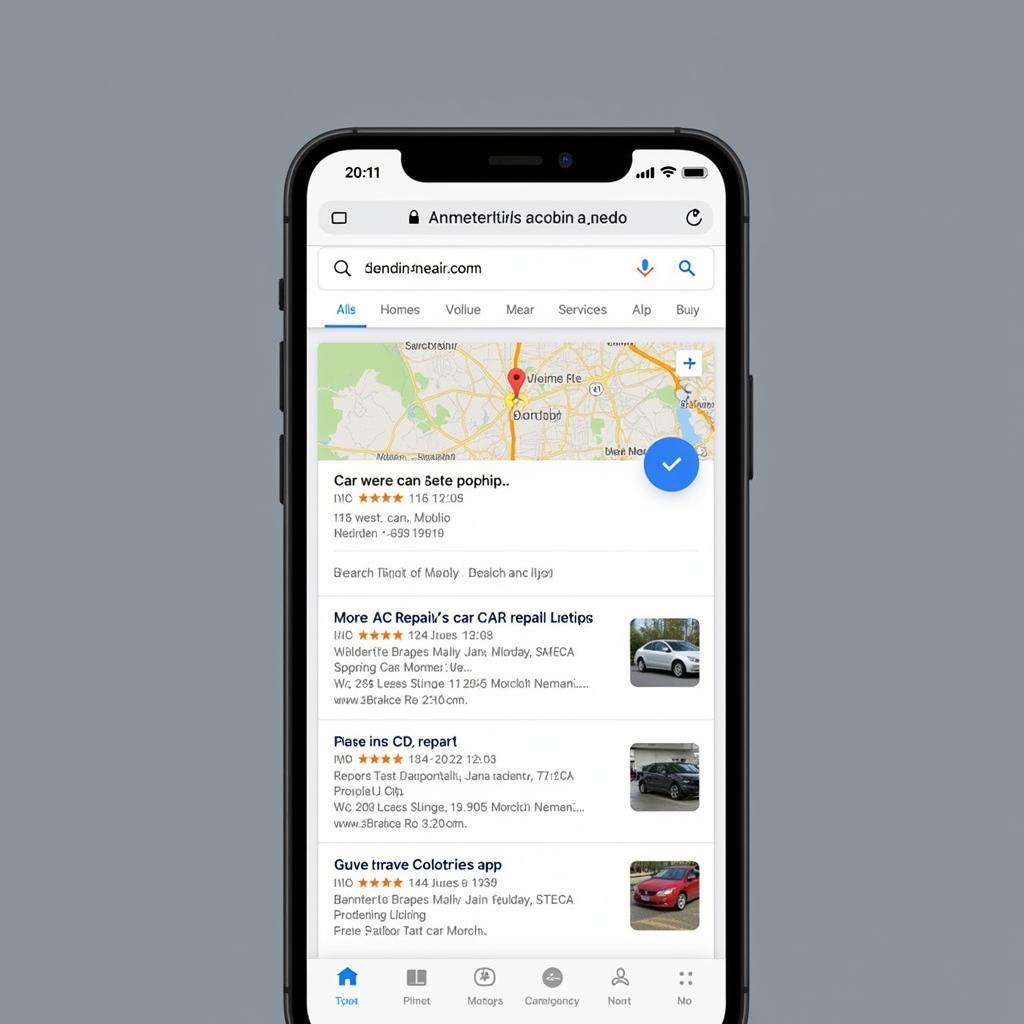 Searching for "Car AC Repair Near Me" on a Smartphone 
