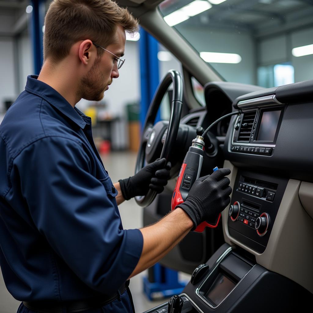 Mechanic Repairing Car AC