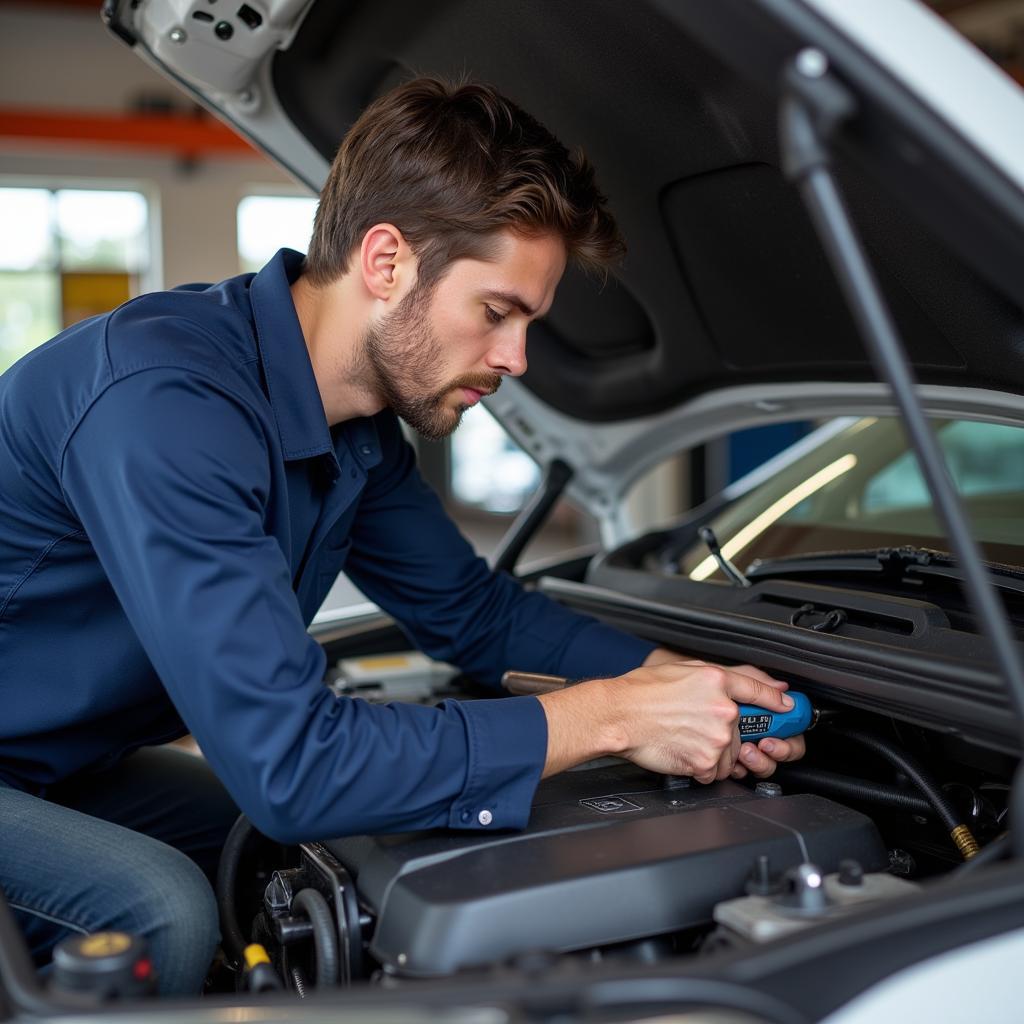 Auto AC Repair in Progress