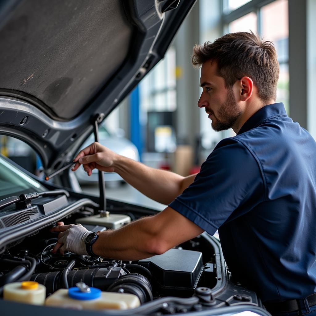 Car AC Repair Technician at Work