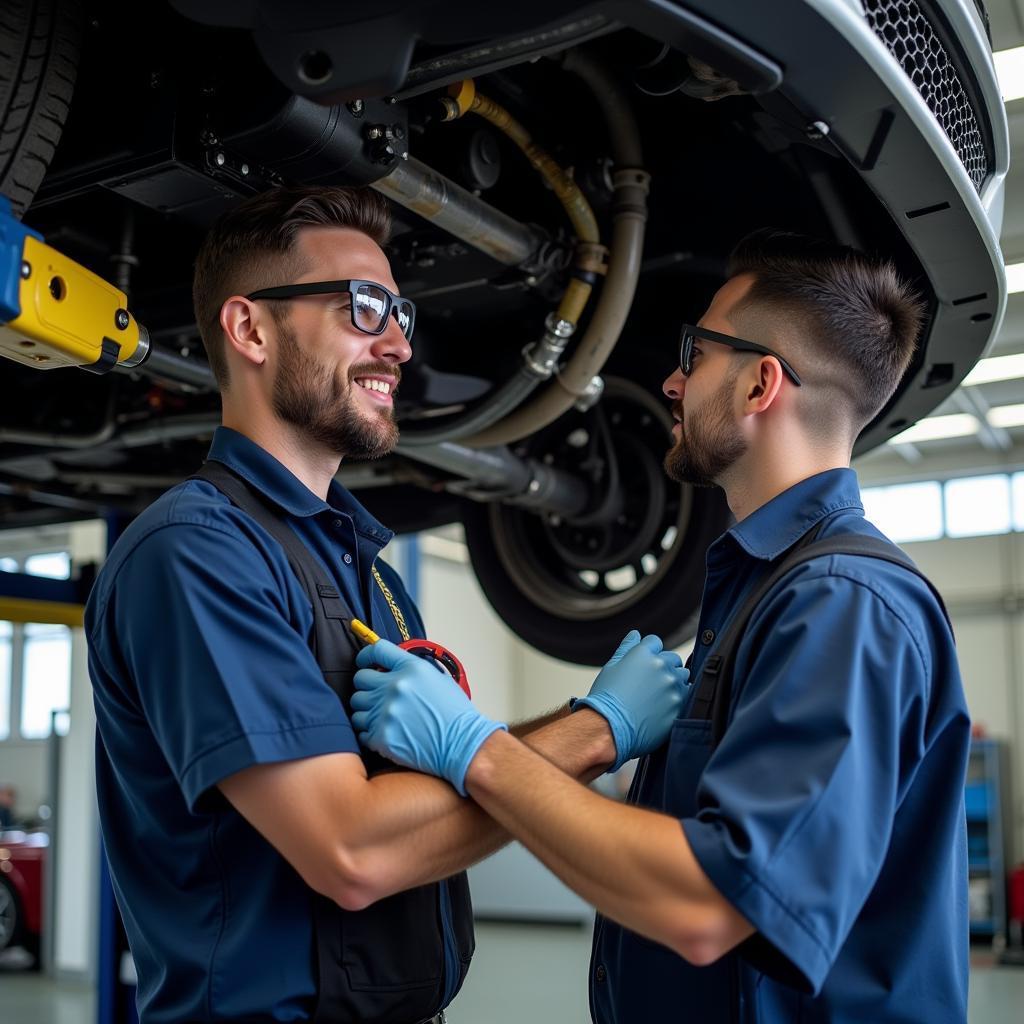 Car AC Repair Technician Working on a Vehicle's AC System