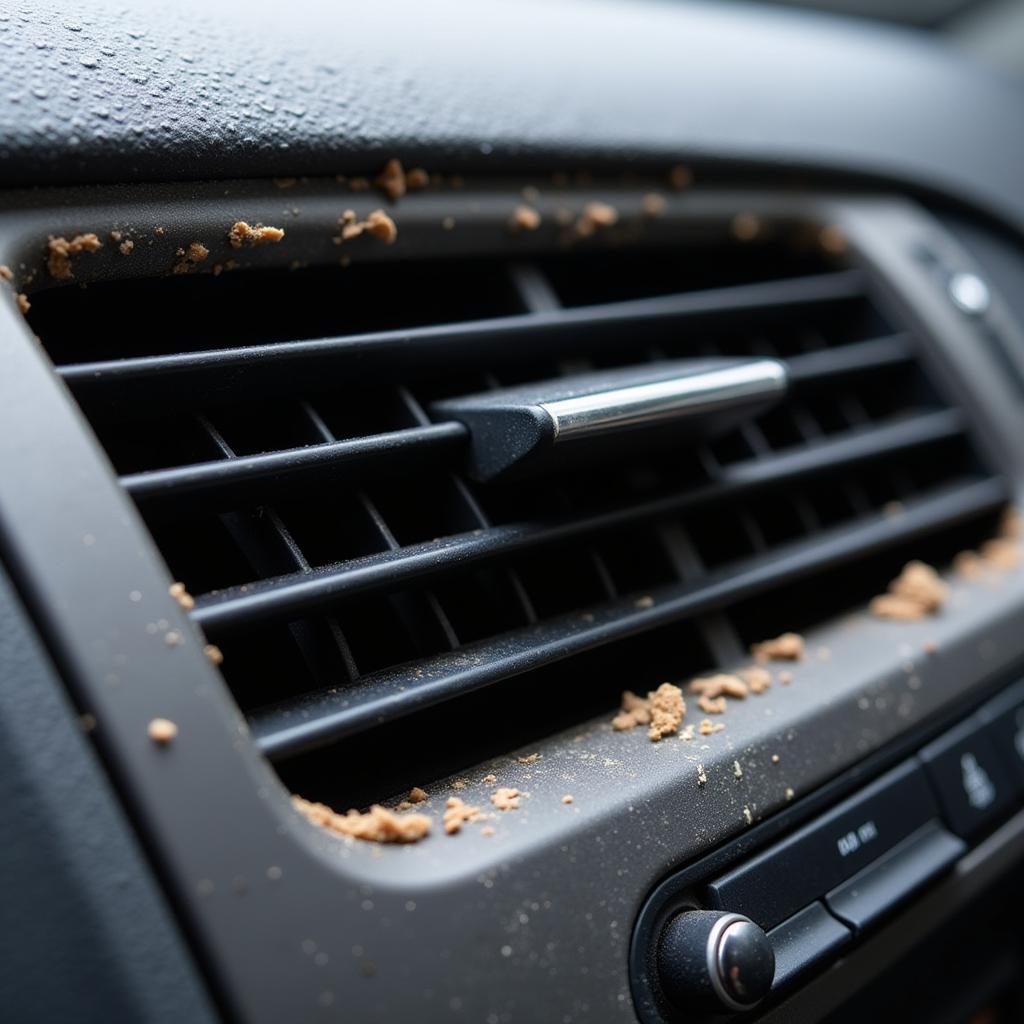 Car air conditioning vent blowing weak air