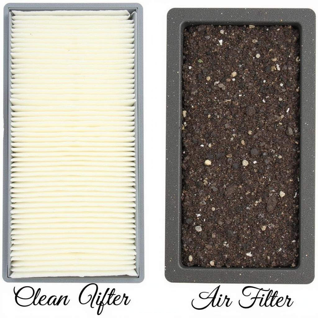 Clean vs. dirty car air filter