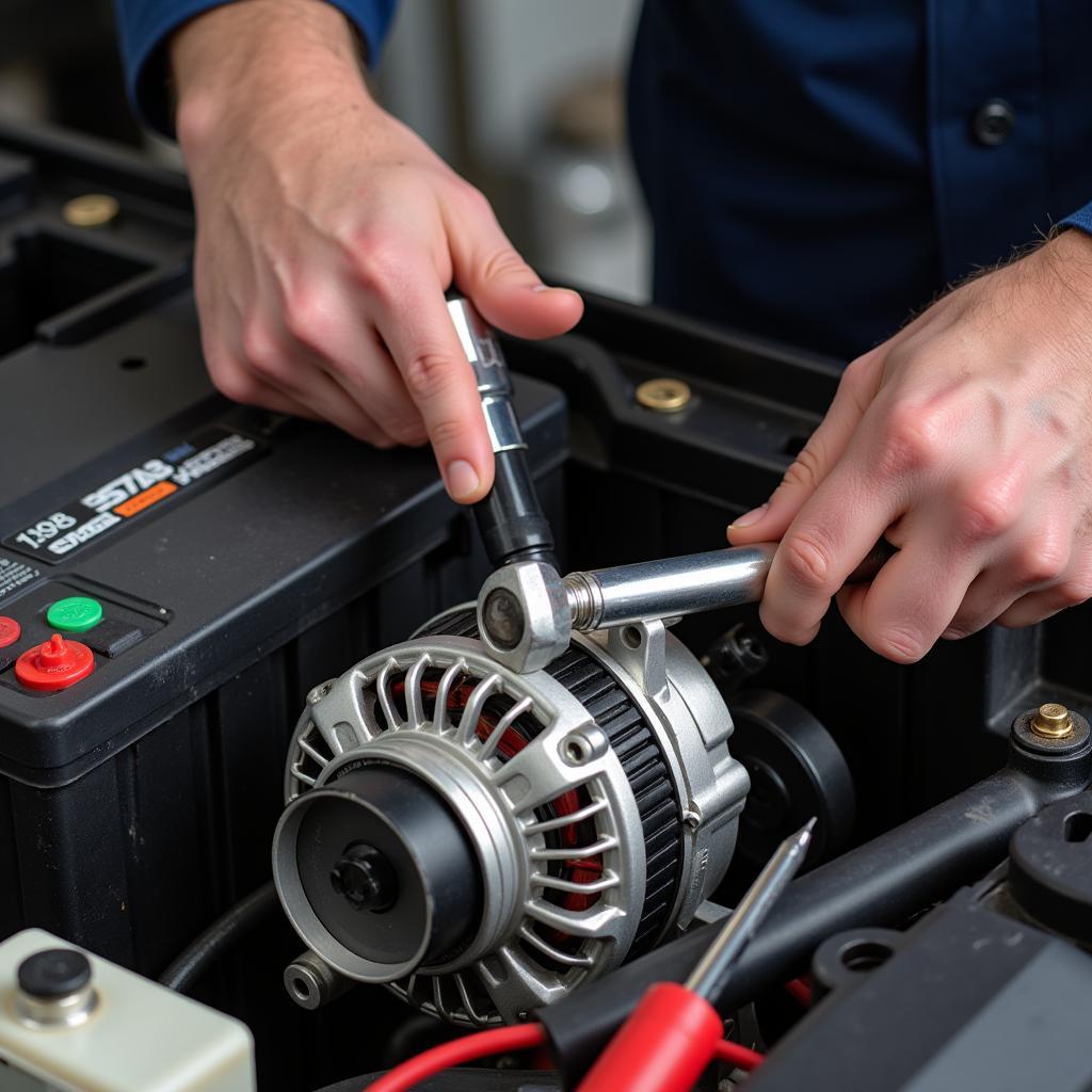 Inspecting Car Battery and Alternator