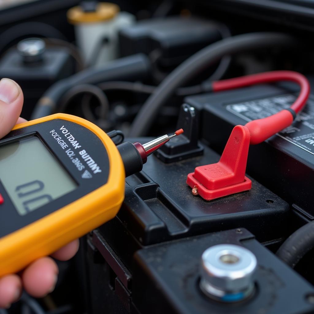 Checking Car Battery with Multimeter