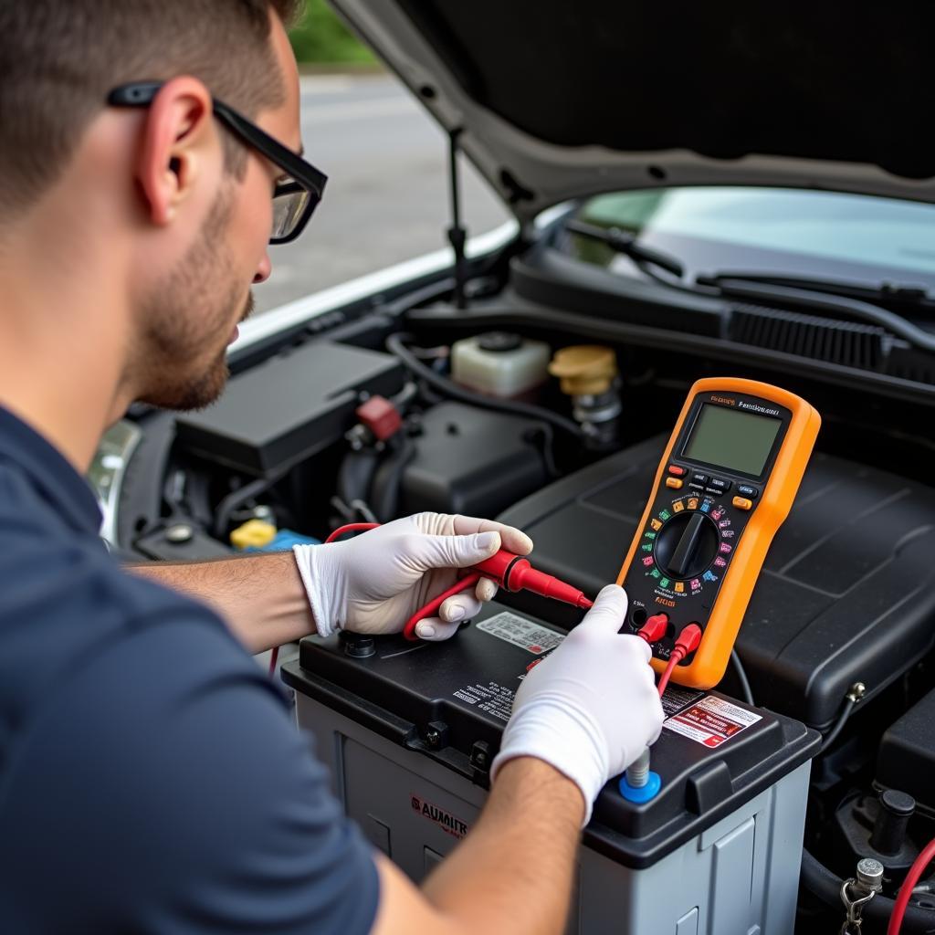 Checking the car battery