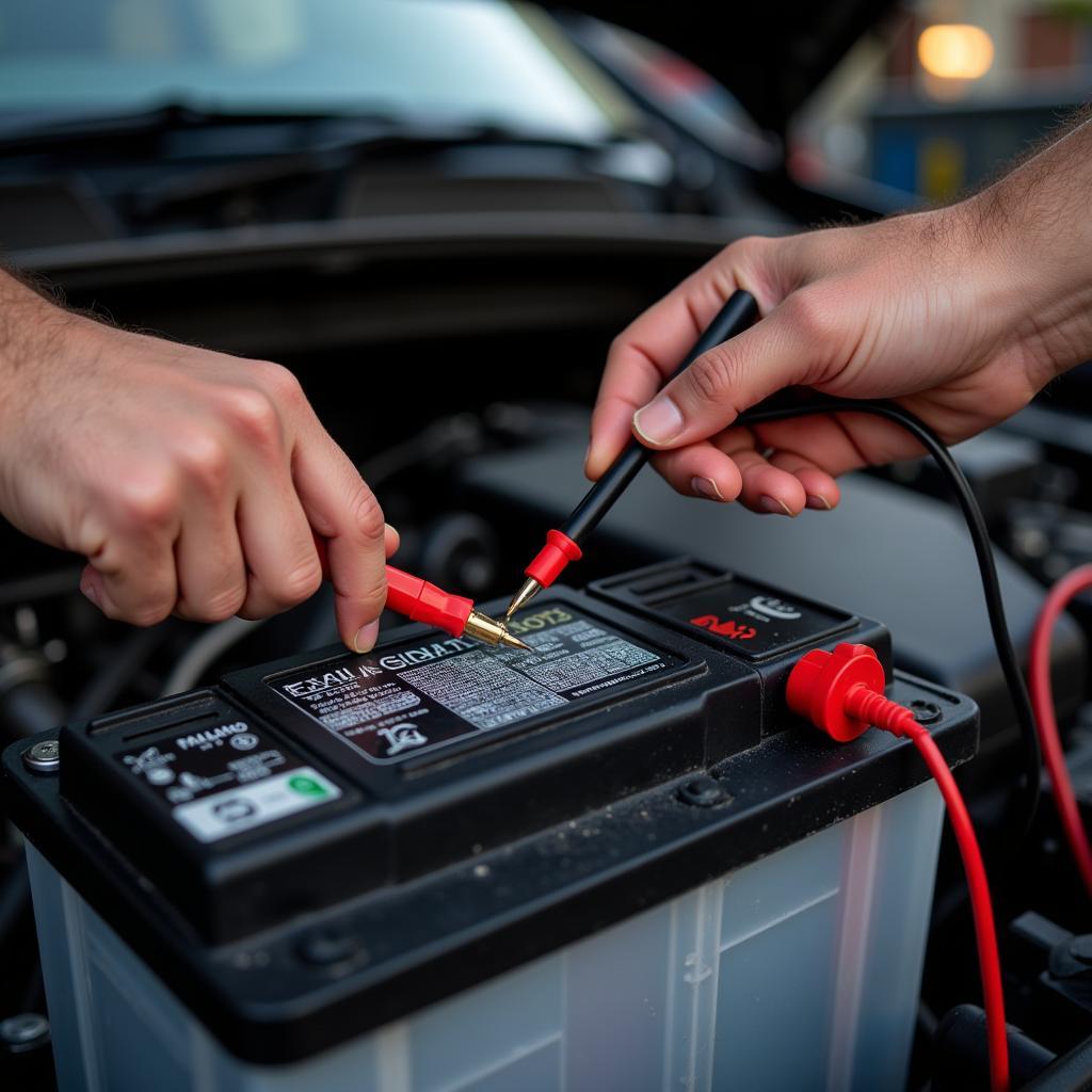 Checking car battery after storage