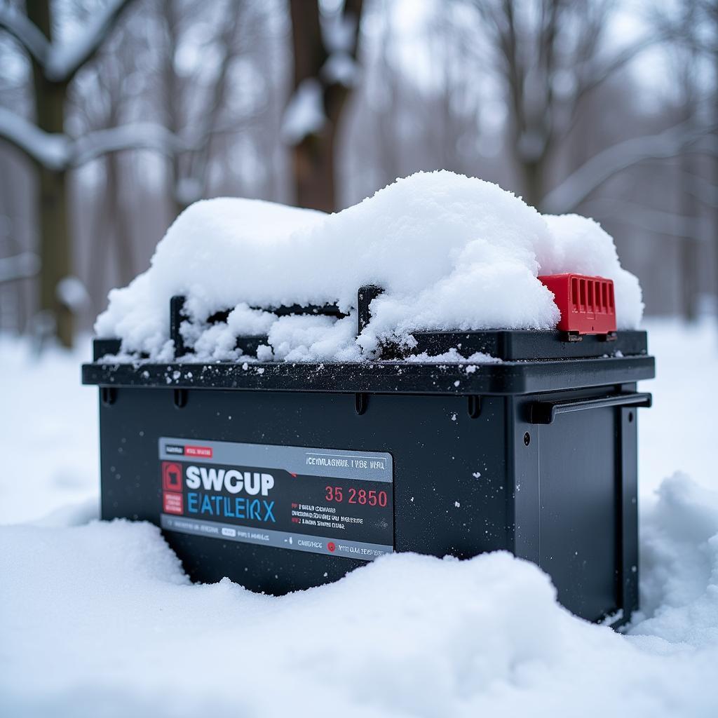 Car Battery Covered in Snow