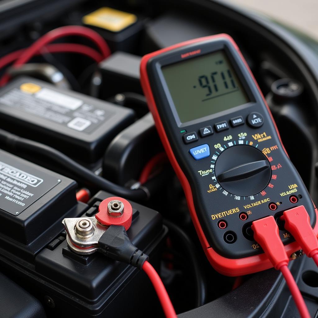 Testing Car Battery with Multimeter