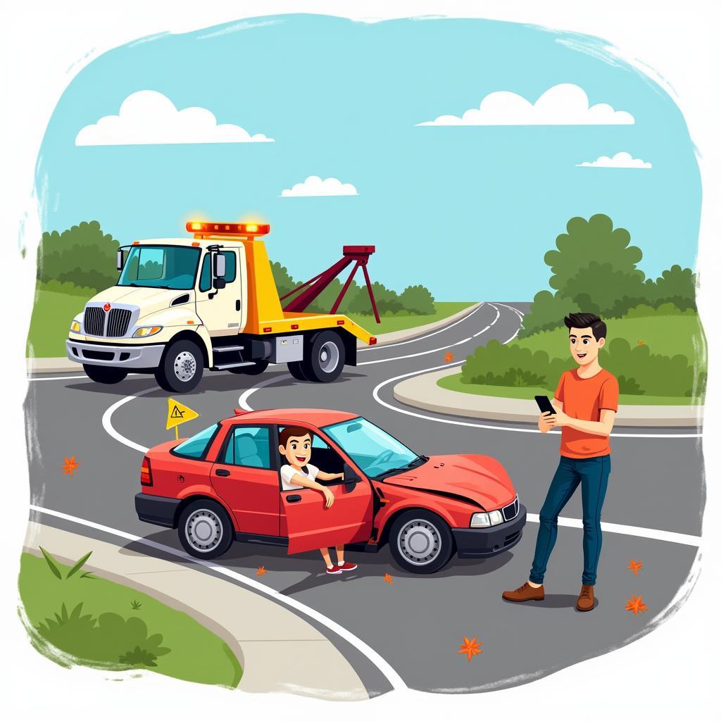 Car breakdown roadside assistance illustration