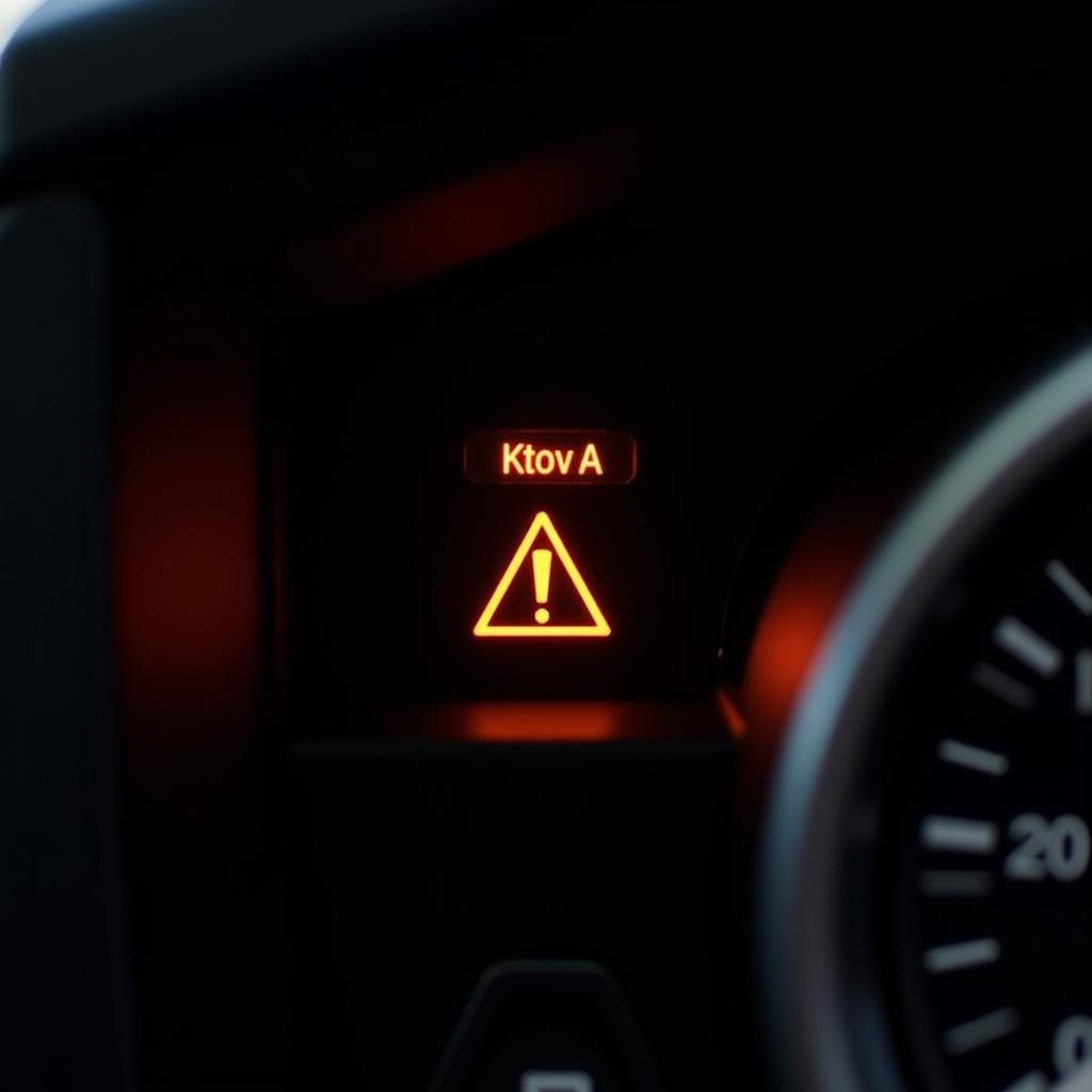 Car dashboard with stop-start system warning light illuminated