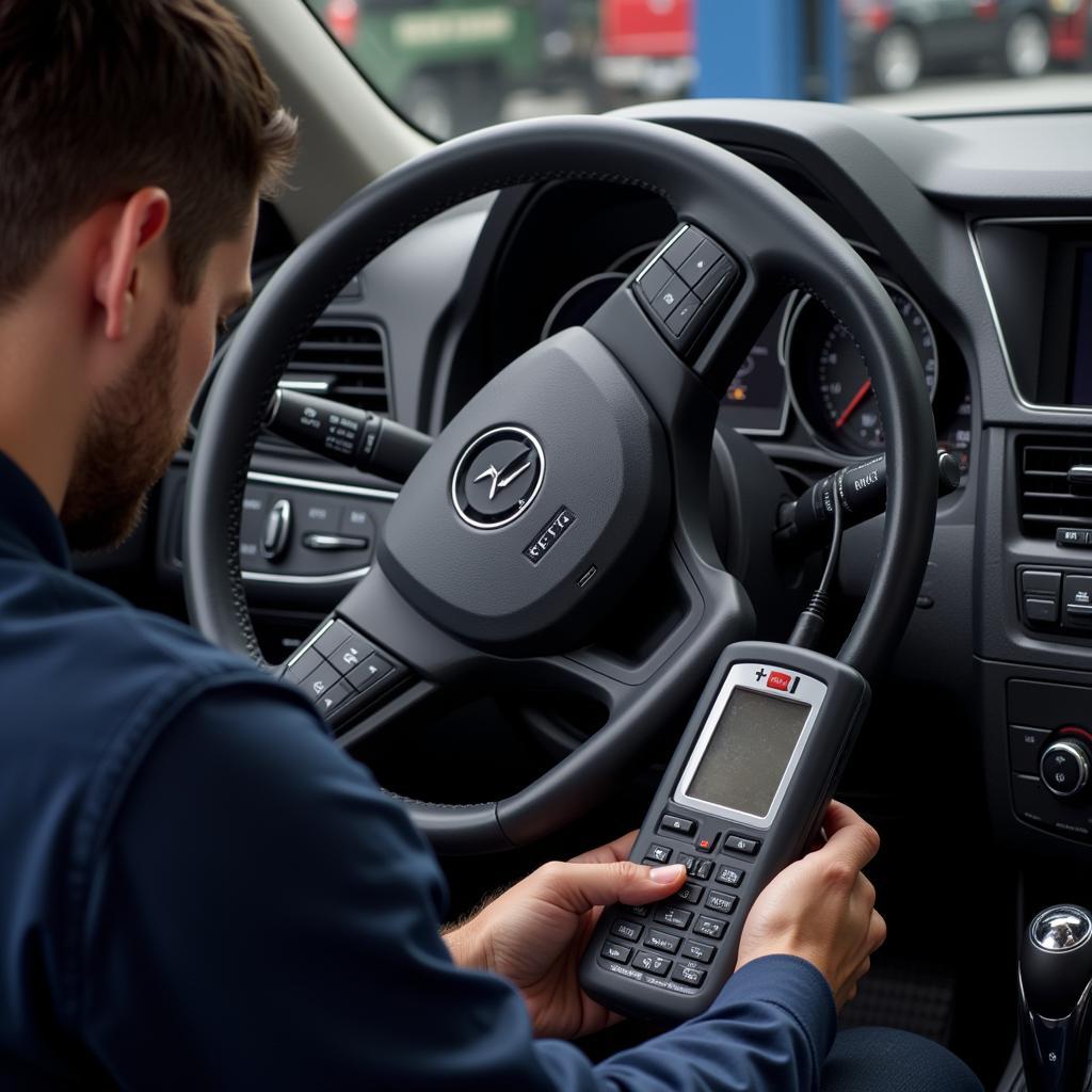 Mechanic Using a Car Diagnostic Tool