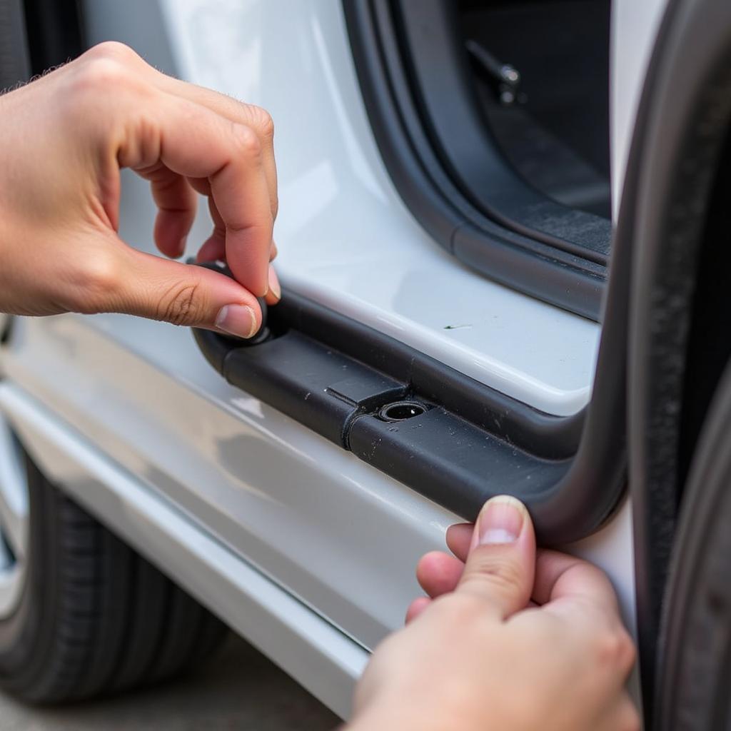 Inspecting a car door for leaks