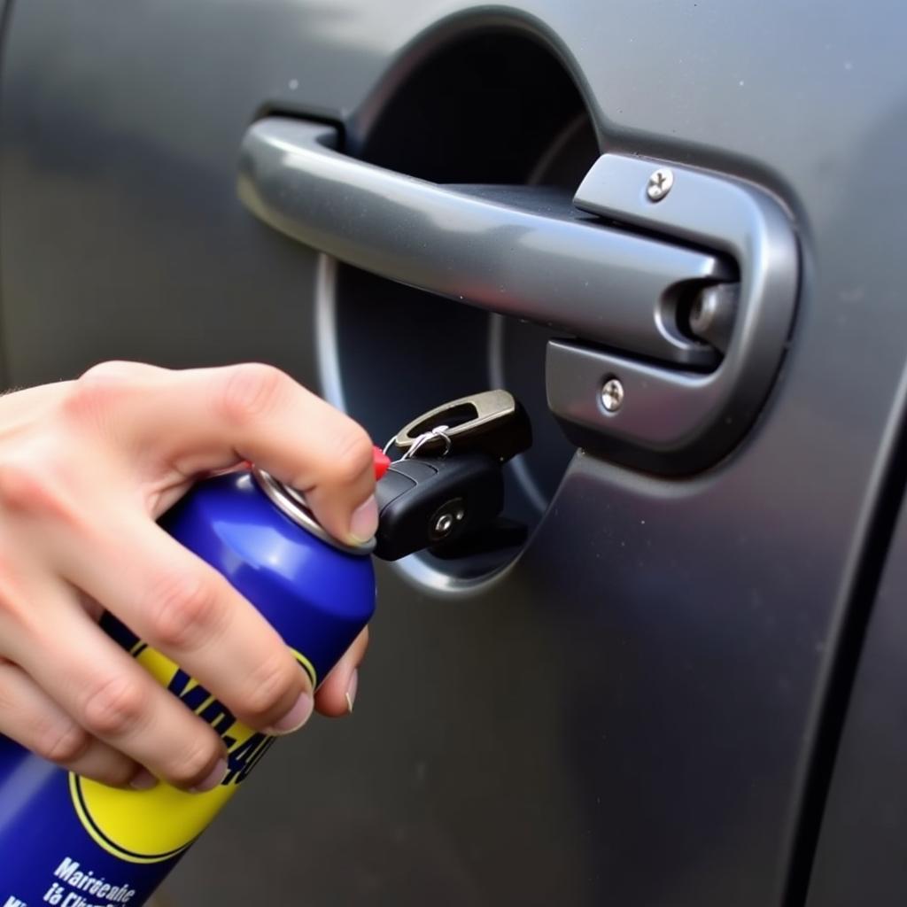 Cleaning Car Door Lock with WD-40