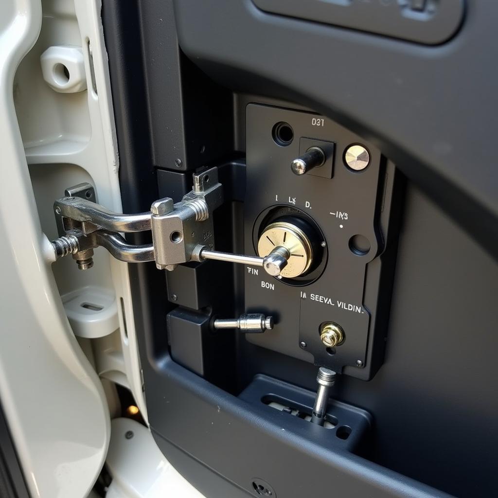 Close-up View of a Car Door Lock Mechanism