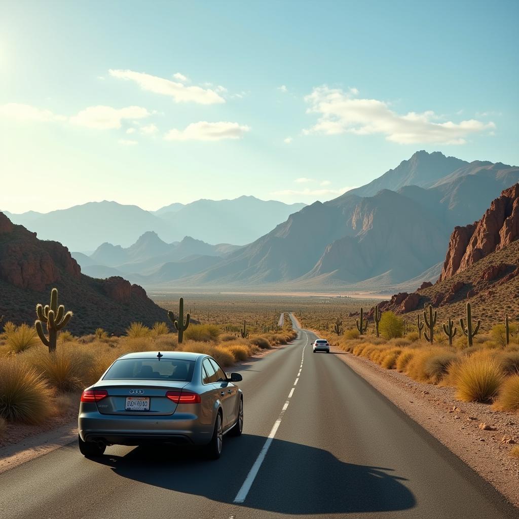 Car Driving Through Desert Road